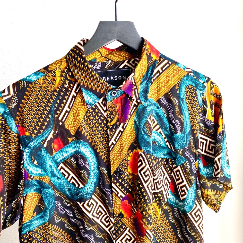 Graphic Short Sleeve Button Down